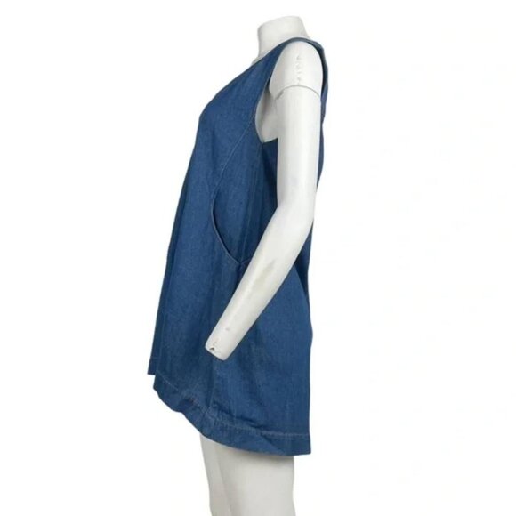 Sleeveless Denim Babydoll Dress Dark Wash - Picture 2 of 3